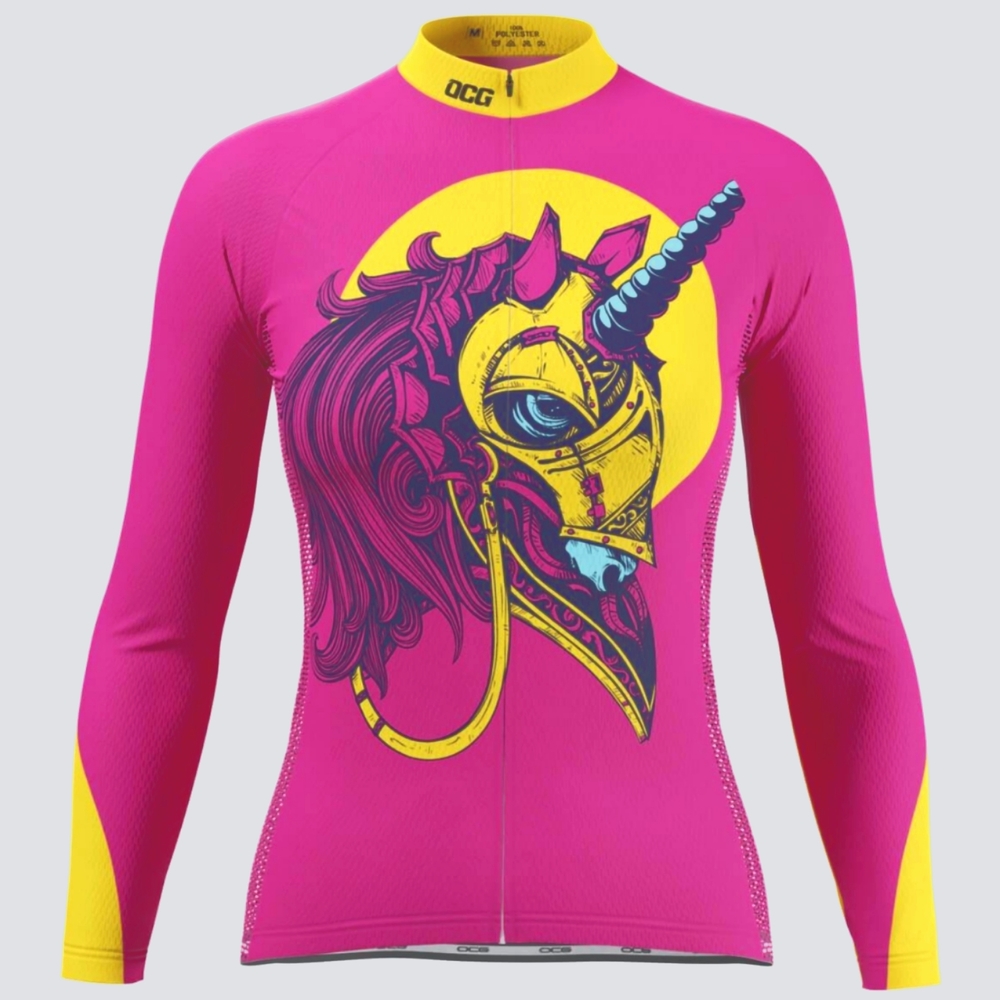 Womens Iron Unicorn Long-sleeve Cycling Jersey Fleece-lined Full-zip *READ